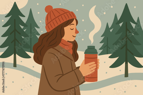 Icon winter thermos clean no numbers cyrillic style escape vector punctuation models