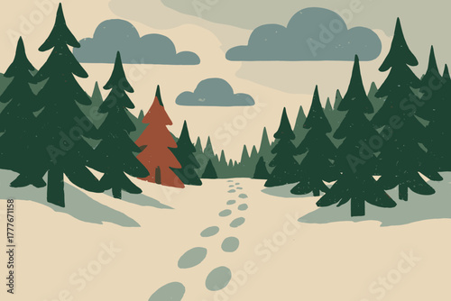 Winter cohesive vector trail tools product forest icon marks no models labels
