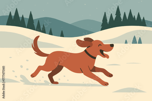 Frolicking style cyrillic no icon dog vector full letters minimal snow numbers