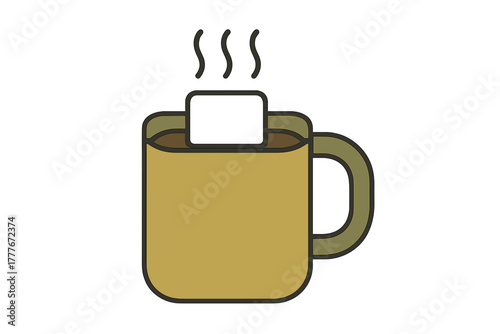 Warm cup of tea with a sugar cube in a cozy setting during a quiet afternoon