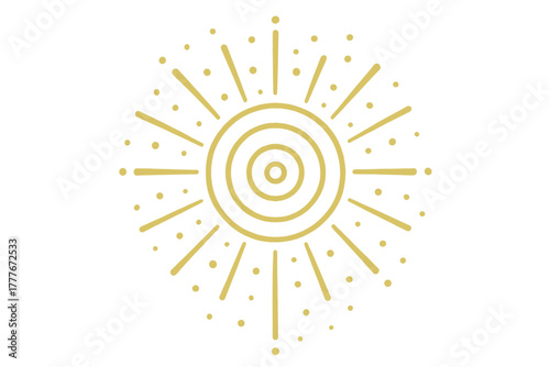 Sunburst design featuring concentric circles and radiating lines creating a warm, vibrant aesthetic