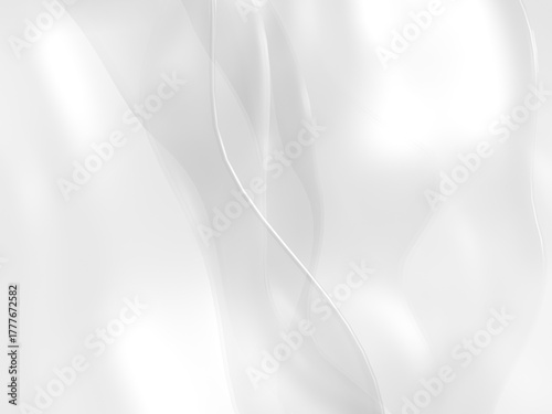 Subtle white glass flow with delicate, curving shapes and light reflections