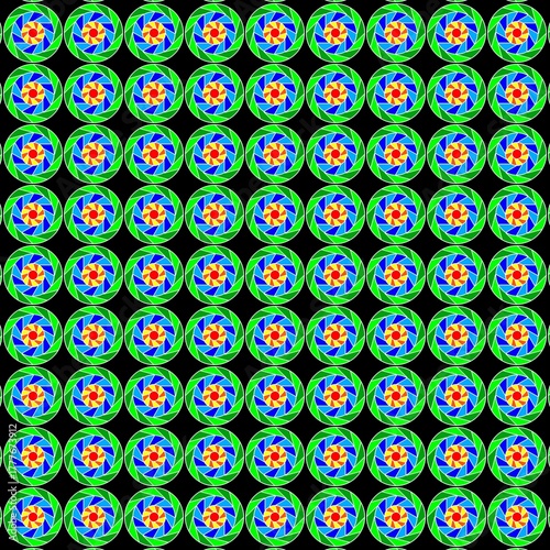 Green circle illustration seamless floral pattern