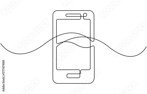 Phone line continuous drawing vector.