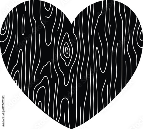 Wooden Heart Symbol with Tree Ring Texture for Valentines Day and Love Concepts