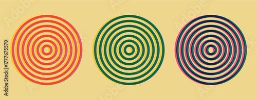 A set of geometric abstract design elements with a risograph print effect. Retro classic 80s. Isolated vector illustration.