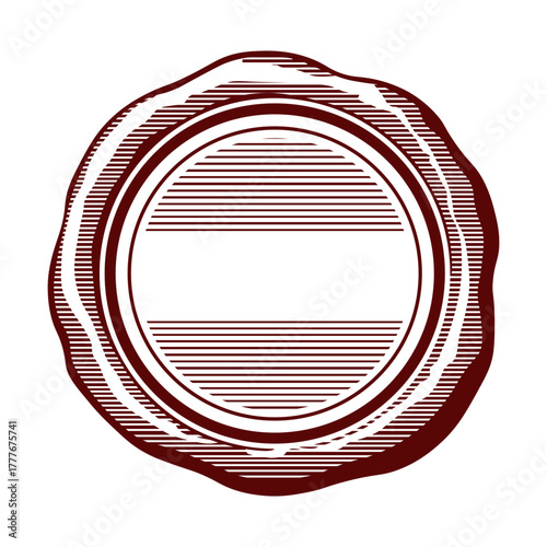 red wax seal or empty round frame for text without back