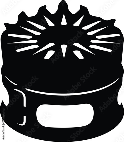 Stylized Camp Stove Silhouette for Outdoor Adventure and Wilderness Exploration Designs