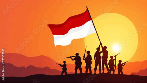 Semangat Pahlawan Indonesia Vector Illustration