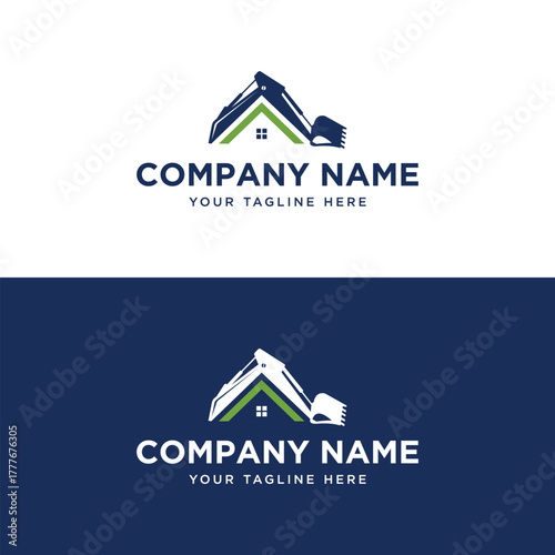 Excavator Roof Construction Logo design