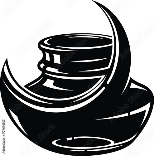 Elegant Black and White Ink Bottle Graphic Symbol for Creative Writing and Design