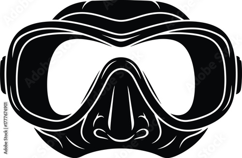 Black and white scuba diving mask vector illustration for water sport gear graphic design