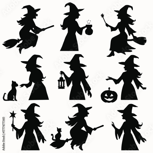 set of halloween silhouettes
