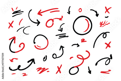 Abstract Mustache Design in Black and Red on White Background