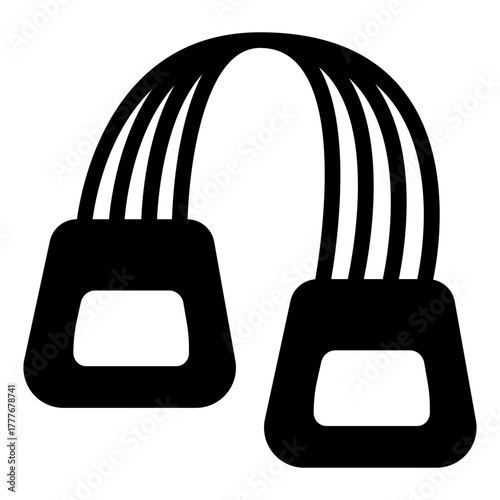 Spring for stretching exercises solid icon, body building concept. Vector graphics. Hand held rig with spring, training sign on white background, style icon mobile or web design.