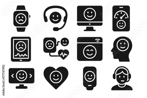 Monitor emotion tracker level sensor vector biometric rate icons icon device emotional