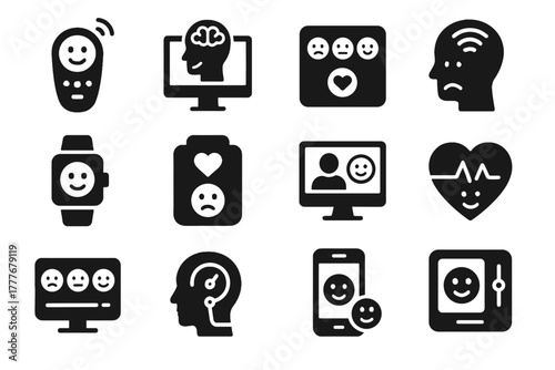 Modern smart tracker icon device mood vector interactive emotion connected heart digital