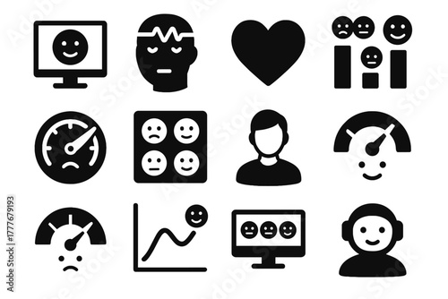 Graph user sensor expression brainwave simulator vector icon interface emotion assistant smiley
