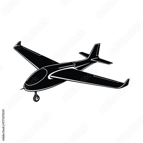 Silhouette of a single engine airplane