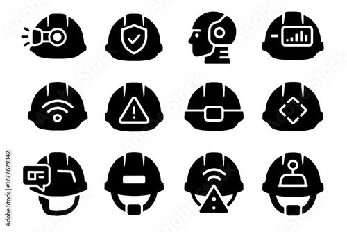 Buckle padding helmet hazard symbol icon vector protective motion strap hud smart