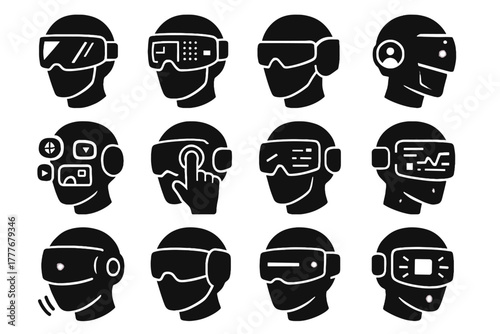 Icons display hud control vector dashboard interface icon futuristic virtual interactive helmet