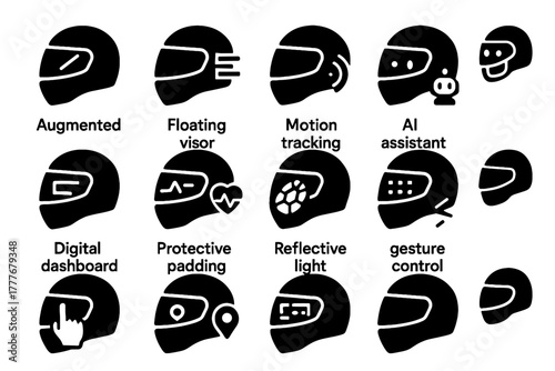 Ai ar icon helmet vector floating digital rate sports padding reflective interface