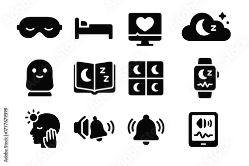 Assistant icon ai monitor icons monitoring cloud vector dream night sound bell