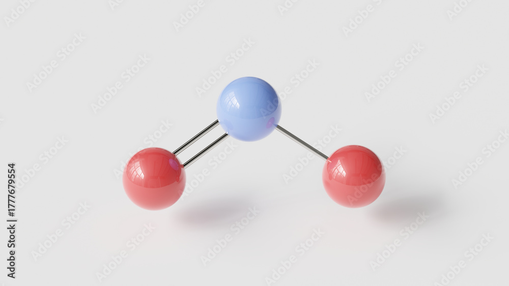 Fototapeta premium nitrite molecule 3d, molecular structure, ball and stick model, structural chemical formula e249