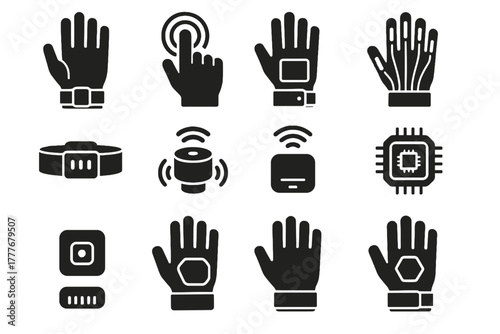 Button vector port sensor connector glove icon pad module data motion indicator