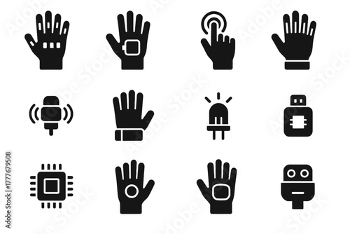 Connector pad icon vector port module haptic vr glove finger indicator sensor