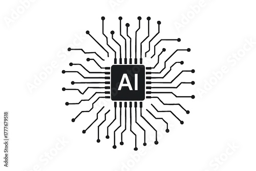  AI Artificial Intelligence Chip Icon Circuit Board Concept
