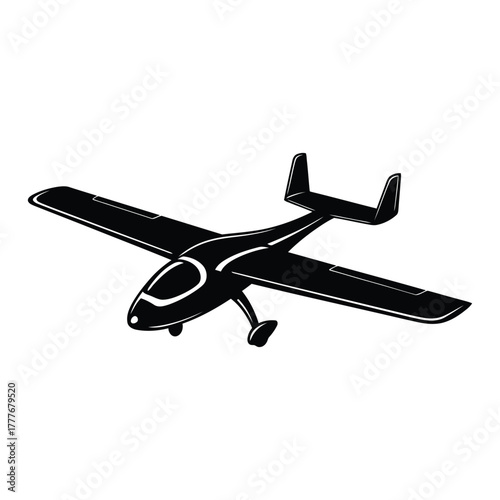 Silhouette of a single engine airplane