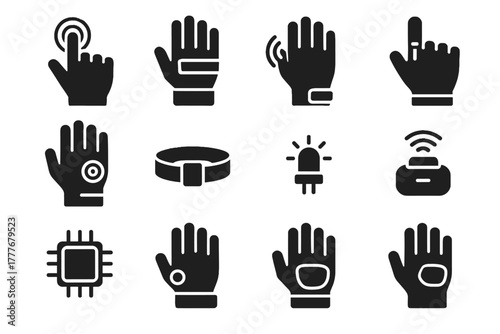 Interface glove microchip haptic icon vector sensor port motion control wrist digital