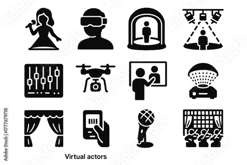 Ticket icon vector sound scanner viewer interactive virtual performance icons digital drone