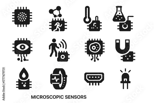 Led icon probe humidity sensor vector biochip data nano microscopic motion
