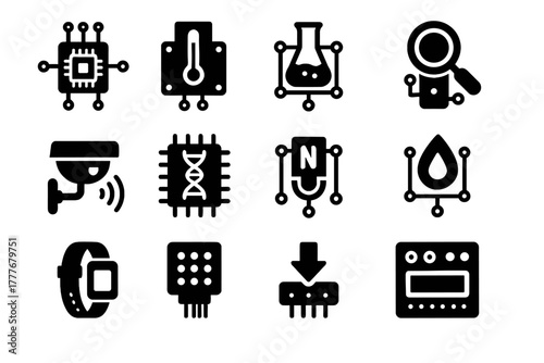 Sensor motion icon optical magnetic data detector humidity vector detection micro device