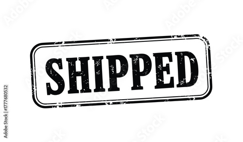 Shorted Black Grunge Stamp. Distribution Postage Sign. Order Label Design