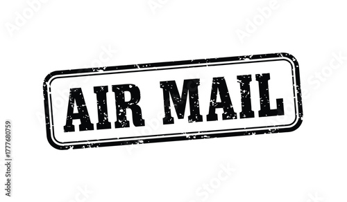 Grunge Air Mail Stamp Isolated on Transparent Background Illustration
