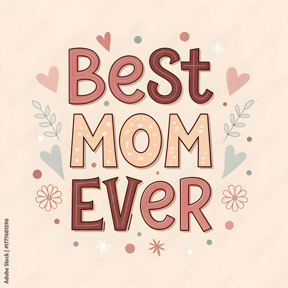 Fototapeta premium best mom ever typography