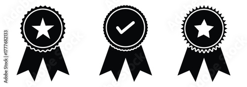 Set the company's product quality certificate is compliant the check mark symbol represents the standard quality control vector illustration