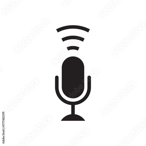 Solid Live Broadcast Microphone Icon with Upward Signal