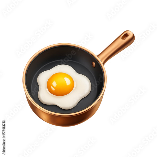Fried egg in pan isolated on transparent background