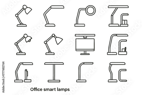 Bar holder icon lamp office vector icons dual adjustable flexible pen monitor