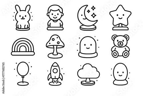 Design icon smart moon children soft shape base s vector figure lamp