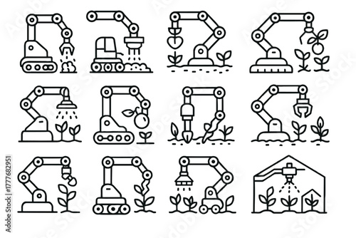 Monitor seeder fertilizer agriculture planter soil remover icon picker icons vector robotic