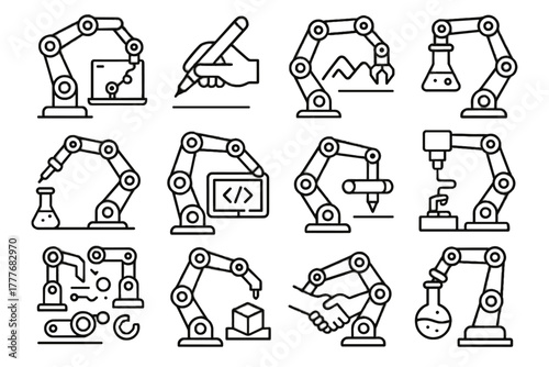 Printing programming robotic arm arms vector learning holder kit icon science