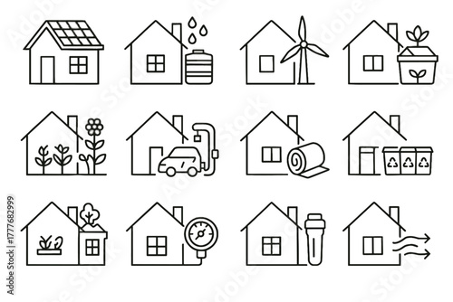 Recycling turbine rainwater roof icon icons charger electric house eco vector station