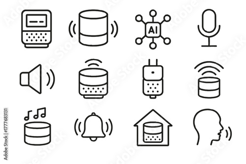 Panel ai command input microphone icon device vector smart output home