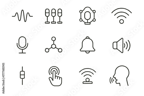 Connection vector notification icon communication icons button hub wireless sound network interactive