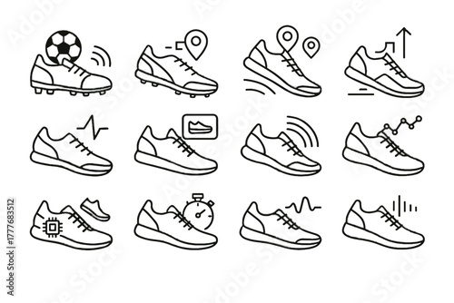 Smart icon running vector shoe biomechanical sensor shoes monitor sneakers height endurance